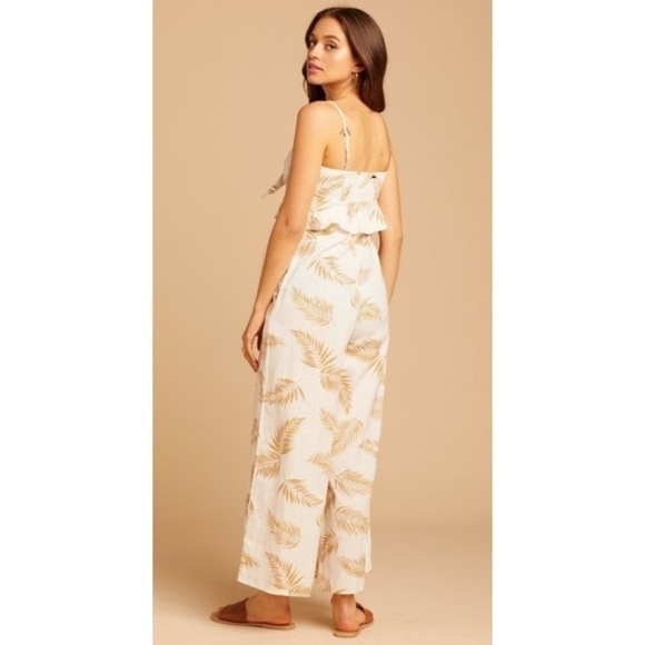 Billabong x Sincerely Jules Leaf Twist Flirt Cotton Linen Flax Jumpsuit - Picture 2 of 16